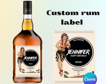 Rum Label Canva Template Personalized Custom Digital Download Groomsmen Gift Bachelorette Party Gifts for Him Dad