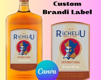 Brandy Label Canva Template Personalized Custom Digital Download Groomsmen Gift Bachelorette Party Gifts for Him Dad