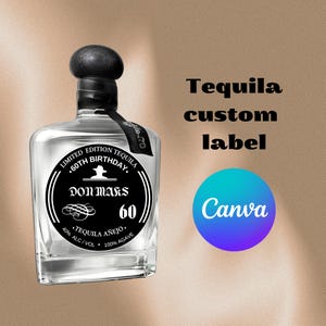 Tequila Label Canva Template Personalized Custom Digital Download Groomsmen Gift Bachelorette Party Gifts for Him Dad