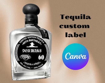 Personalized Tequila Label Template, Custom Groomsmen Gift (Canva, Digital Download)