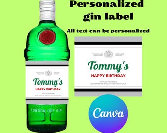 Custom Pink Gin  Label Canva Template Personalized Custom Digital Download Groomsmen Gift Bachelorette Party Gifts for Him Dad