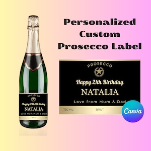 Personalised Prosecco Champagne Wine Digital Label Sticker perfect Gift for Birthday Anniversary Funny Novelty