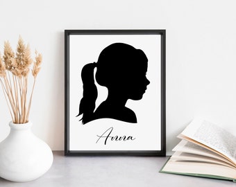 Custom Profile Silhouette Portrait, Kid custom art Portrait, Gifts for Mom Grandparent, Family Keepsake, Mothers Day Gift, Birthday Gift