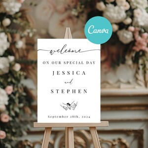 Wedding Welcome Sign Template, Welcome to Our Wedding Sign, Editable Signage, Modern, Printable, Template INSTANT Download