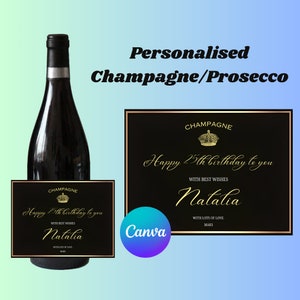 Personalised Prosecco Champagne Wine Digital Label Sticker perfect Gift for Birthday Anniversary Funny Novelty