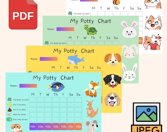 Potty Training Chart | Potty Progress Chart | Toddler Potty Tracker | Potty Routine Tracker| Chore Responsibility Chart| Toilet Time Tracker