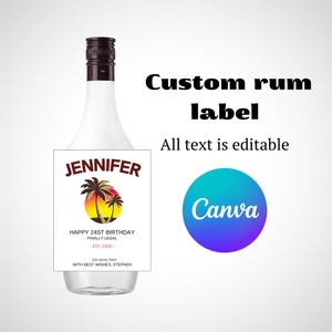 Rum Label Canva Template Personalized Custom Digital Download Groomsmen Gift Bachelorette Party Gifts for Him Dad