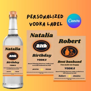 Vodka Label Canva Template Personalized Custom Digital Download Groomsmen Gift Bachelorette Party Gifts for Him Dad