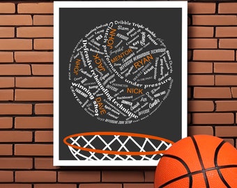 Personalized Basketball Poster, Personalized Basketball Gifts, Personalized Team Gift, Basketball Gifts, Coach Gift, Basketball
