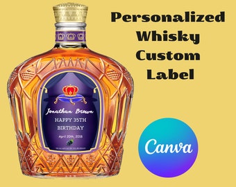 Whiskey Label Canva Template Personalized Custom Digital Download Groomsmen Gift Bachelorette Party Gifts for Him Dad