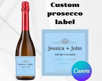 Personalised Prosecco Champagne Wine Digital Label Sticker perfect Gift for Birthday Anniversary Funny Novelty