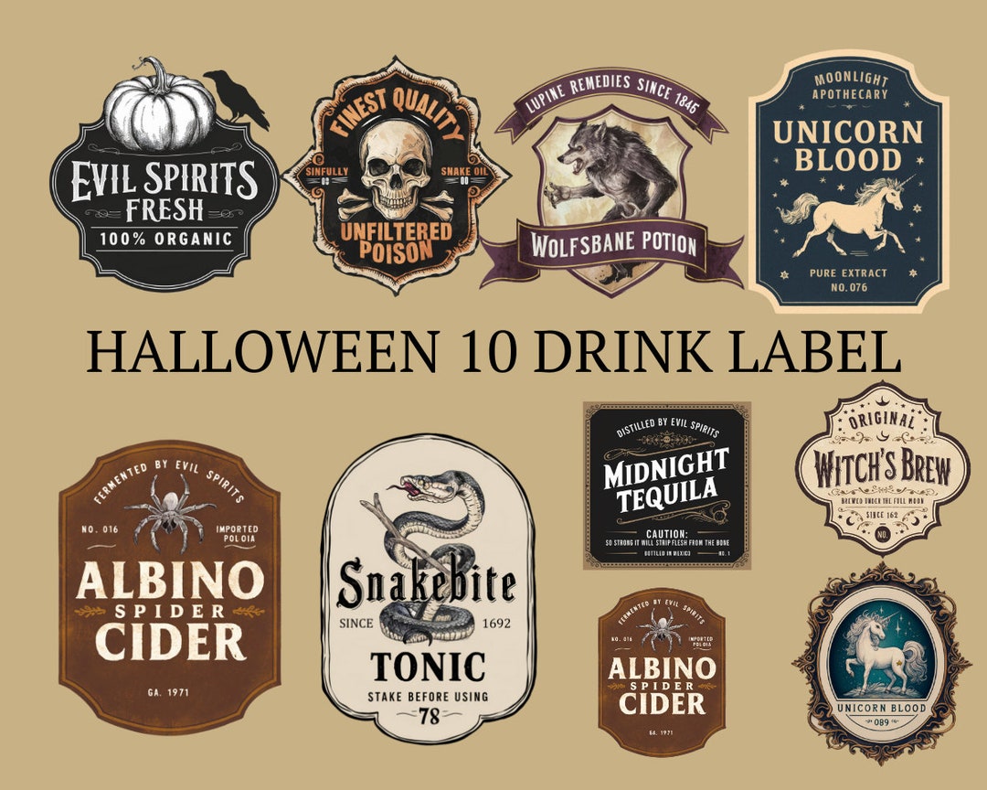 Halloween Drink Label | Halloween Bundle | Wizard Party | Halloween ...