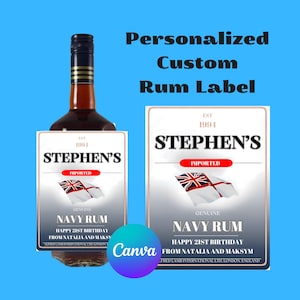 Rum Label Canva Template Personalized Custom Digital Download Groomsmen Gift Bachelorette Party Gifts for Him Dad