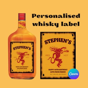 Whisky Label Canva Vorlage Personalisierte benutzerdefinierte Digital Download Trauzeugen Geschenk Junggesellinnenabschied Geschenke für Ihn Dad