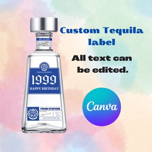 Tequila Label Canva Template Personalized Custom Digital Download Groomsmen Gift Bachelorette Party Gifts for Him Dad