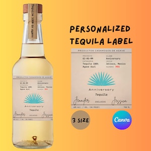 Etichetta Tequila modello Canva personalizzata download digitale regalo per sposo regali per addio al nubilato per lui papà