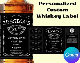 Whiskey Label Canva Template Personalized Custom Digital Download Groomsmen Gift Bachelorette Party Gifts for Him Dad