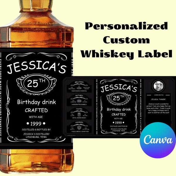 Etiqueta de whisky Canva Plantilla personalizada Descarga digital personalizada Regalo de padrinos de boda Regalos de despedida de soltera para él papá