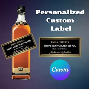 Whiskey Label Canva Template Personalized Custom Digital Download Groomsmen Gift Bachelorette Party Gifts for Him Dad