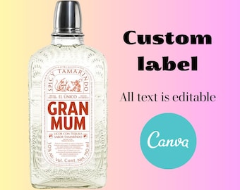 Plantilla de etiqueta de tequila en lienzo, personalizada, descarga digital, regalo para padrinos de boda, despedida de soltera, regalos para él y papá.