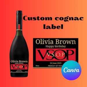 Cognac Label Canva Template Personalized Custom Digital Download Groomsmen Gift Bachelorette Party Gifts for Him Dad