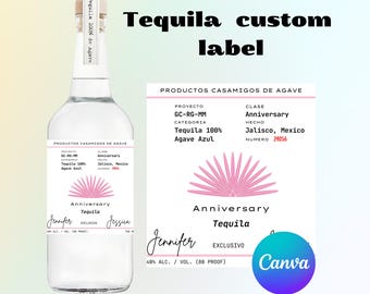 Tequila Label Canva Template Personalized Custom Digital Download Groomsmen Gift Bachelorette Party Gifts for Him Dad