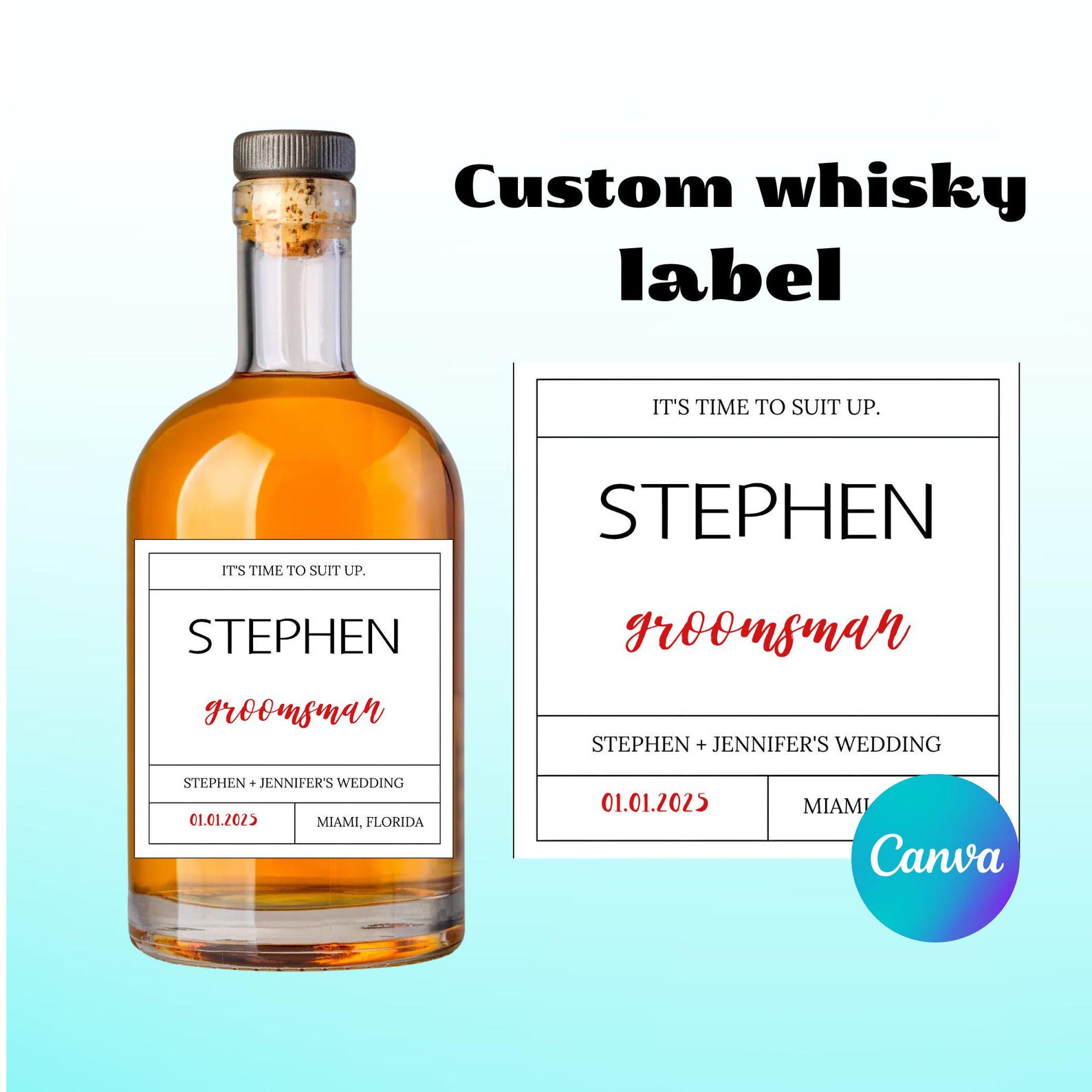Custom Scotch Label Whiskey Label Canva Template Personalized Custom Digital Download ...
