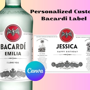 Bacardi Rum Label Canva Template Personalized Custom Digital Download Groomsmen Gift Bachelorette Party Gifts for Him Dad