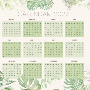 Tropical Botanical Planner Bundle – Undated Weekly & Monthly + 2027 Calendar (Digital Download) image 8