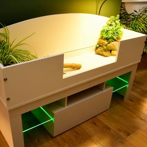 4ft x 16" x 15" Open Top Tortoise Table + LED Stand and Glass Window