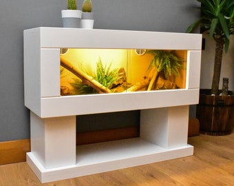 3ft White Modern Reptile Vivarium with Low Display Stand