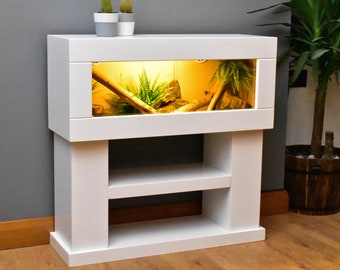 3ft White Modern Reptile Vivarium with High Display Stand
