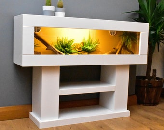 4ft White Modern Reptile Vivarium with High Display Stand