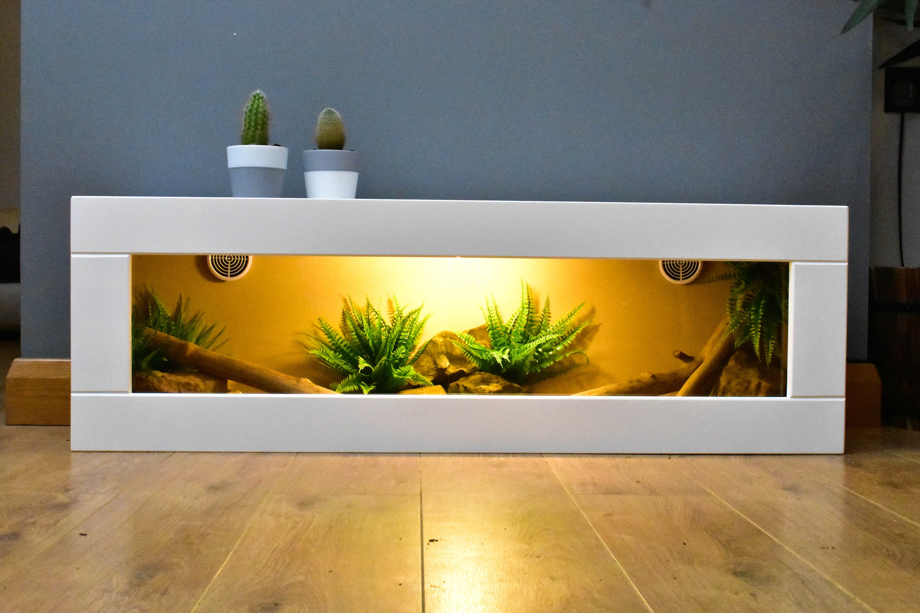 Reptile Vivarium Lighting Reference: 4Ft White Modern Reptile Vivarium Includes Led Light