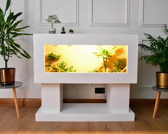 Collection only From NG17 3GZ - Large 4ft x 18" x 23" White Modern Reptile Vivarium with Low Stand