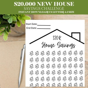 20,000 House Savings Challenge New Home Down Payment Tracker Instant Download 20k Printable Savings Goal