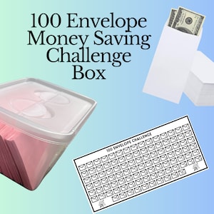 100 Envelope Money Saving Challenge Box| Cash Envelope Box| 100 Days Challenge