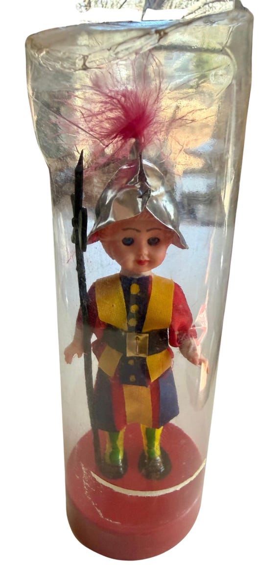 Vintage Italian Swiss Guard Doll: 1960s Souvenir, Sleepy Eyes, Original Box