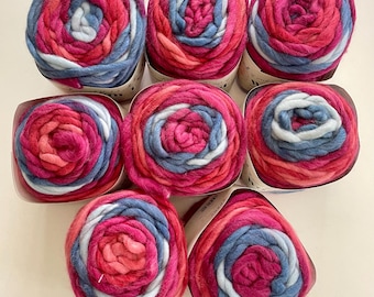 Wool blend multi color yarn, 8 balls, super bulky