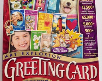 Vintage Computer Software for Making Greeting Cards, Art Explosion Greeting Card Factory Deluxe Version 2