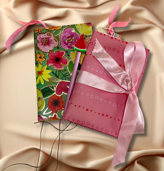 Handmade Junk Journal Set of Two: Altered Gift Bag Notebooks