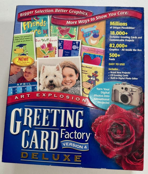Vintage software for Greeting Card Making | Art Explosion Greeting Card Factory Deluxe Version 4