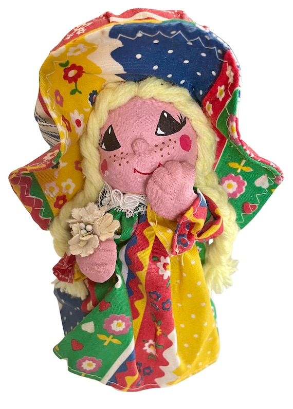 Handmade Folk Art Doll | Glass Jar Base, Blonde Braids