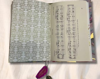 Handmade Marble Style Cover Junk Journal: Pink, Blue & Gold - 56 Page Diary