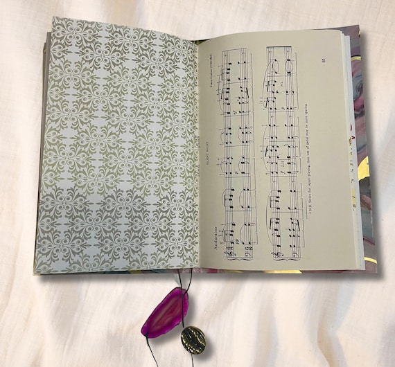 Handmade Marble Style Cover Junk Journal: Pink, Blue & Gold - 56 Page Diary