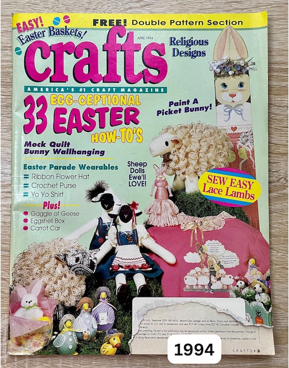 Vintage Crafts magazine April 1994, Holiday themed Nostalgic Ephemera, Easter DIY crafting & religious designs