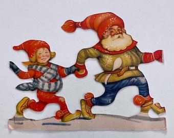 Vintage Swedish Tomte Paper Cutouts, Scandinavian Folk Art Christmas Decor
