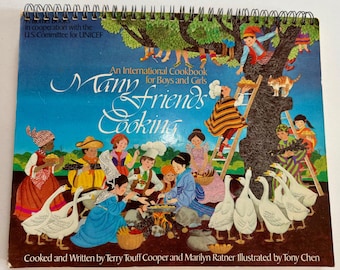 1980 Vintage International Cookbook For Boys & Girls, Spiral Bound, Recipes