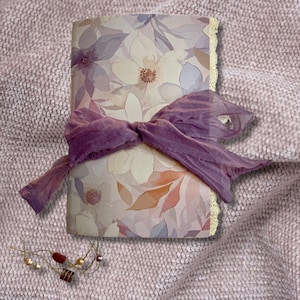 Handmade Purple Floral Junk Journal: Vintage Lace Trim, 80 Pages Free Shipping