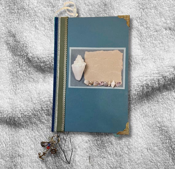 Handmade Beach Theme Junk Journal: Altered Hardcover Book for Summer Memory Keeping